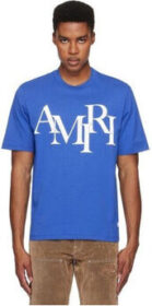Amiri Lyhythihainen t-paita Amiri  STAGGERED LOGO TEE BLUE  EU XL