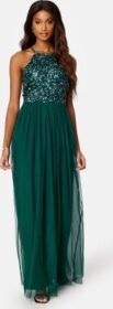 AngelEye High Neck Sequin Maxi Dress Emerald M (UK12)