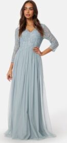 AngelEye Long Sleeve Sequin Bodice Maxi Dress Heather Blue S (UK10)