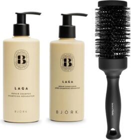 Björk LAGA Set Shampoo 300ml Conditioner 250ml & Blowout Brush – 550 ml