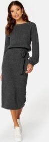 BUBBLEROOM Amira knitted dress Dark grey melange 4XL