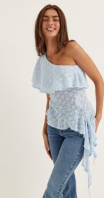 BUBBLEROOM Asymmetric Frill Lace Top