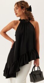 BUBBLEROOM Asymmetric Halter Neck Blouse