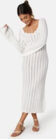 BUBBLEROOM Boat Neck Structure Knitted Dress Offwhite L