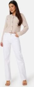 BUBBLEROOM Button Knitted Jacket Light beige/White L
