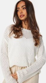 BUBBLEROOM Crochet Knitted Long Sleeve Top Offwhite XL