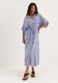 BUBBLEROOM Drawstring Viscose Shirt Dress