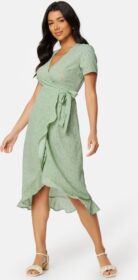 BUBBLEROOM Flounce Midi Wrap Dress