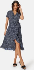 BUBBLEROOM Flounce Midi Wrap Dress