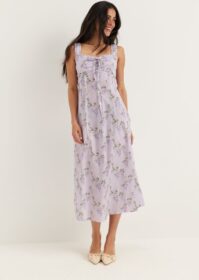 BUBBLEROOM Frill Detail Cotton Midi Dress