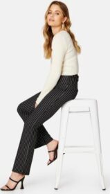 BUBBLEROOM Idarina soft flared suit trousers Black / Striped S