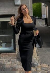 BUBBLEROOM Jacqueline Puff Dress Black L