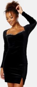 BUBBLEROOM Jelena Velvet Dress Black 3XL