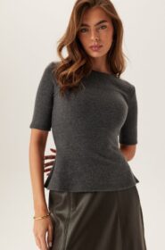 BUBBLEROOM Knitted Peplum Top