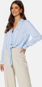 BUBBLEROOM Leona knot shirt Light blue / Offwhite XS