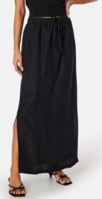 BUBBLEROOM Linen Blend Maxi Skirt Black XS
