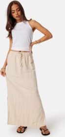 BUBBLEROOM Linen Blend Maxi Skirt Light beige XS