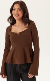 BUBBLEROOM Long Sleeve Peplum Top