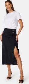 BUBBLEROOM Matilde Midi Button Skirt Black L