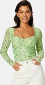 BUBBLEROOM Melandra mesh bustier top Green / Floral XL