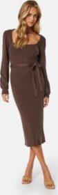 BUBBLEROOM Noura Knitted Dress Dark brown XL