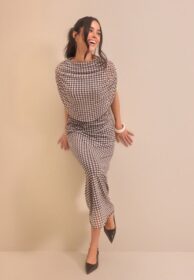 BUBBLEROOM OCCASION Cape Mesh Ankle Dress