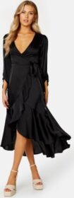Bubbleroom Occasion Gilda Wrap Dress Black XS