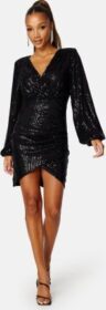 Bubbleroom Occasion Sparkling Wrap Dress Black 3XL