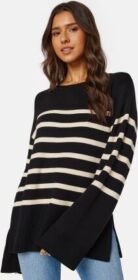 BUBBLEROOM Oversized Striped Knitted Sweater Black/Striped L