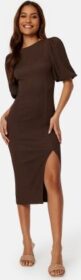 BUBBLEROOM Piper Puff Sleeve Dress Brown XL