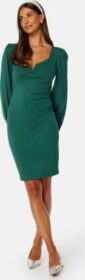 BUBBLEROOM Rudina puff sleeve short dress Dark green L