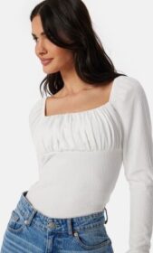 BUBBLEROOM Rushed Square Neck Long Sleeve Top White M