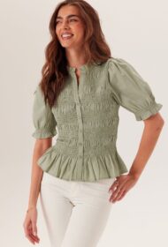 BUBBLEROOM Short Sleeve Cotton Smock Blouse