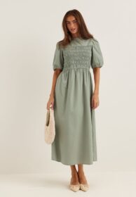 BUBBLEROOM Smock Short Sleeve Cotton Dress