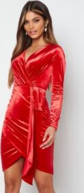 BUBBLEROOM Snapshot Drape Dress Red XL