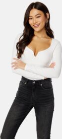 BUBBLEROOM Square V-neck Long Sleeve Top