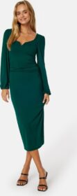 BUBBLEROOM Square V-neck Puff Sleeve Midi Dress