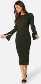 BUBBLEROOM Stella Knitted Viscose Dress Dark green XL