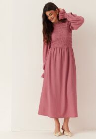BUBBLEROOM Structure Long Sleeve Midi Dress