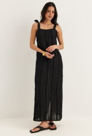 BUBBLEROOM Tie Midi Frill Dress