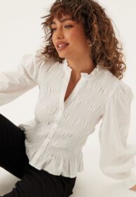 BUBBLEROOM V-neck Cotton Smock Blouse