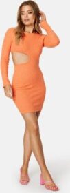 BUBBLEROOM Valora rib short dress Orange XS