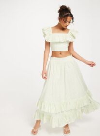 By Malina Pitkät hameet – Floral – Jane frill cotton midi skirt – Hameet – maxi skirts