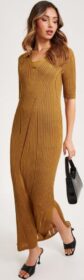 Calvin Klein Neulemekot – Gold – Texture Stitch Dress – Mekot