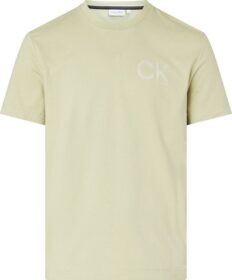 Calvin Klein Striped Chest Logo Short Sleeve T-shirt Beige S Mies