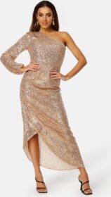 Elle Zeitoune Leon One Shoulder Sequin Dress
