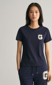 GANT Naiset G-t-paita, jossa pyöreä pääntie (L) Sininen