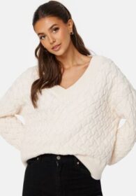 GANT Textured Cotton V-Neck Sweater Cream M