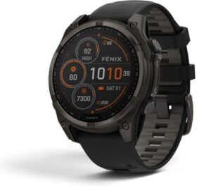 Garmin fēnix 8 47 mm Sapphire Solar musta — GPS-urheilukello safiirilasi ja aurinkolataus tarkka rannesykemittaus