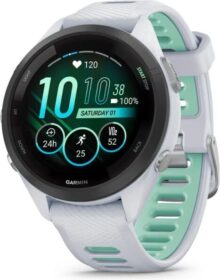 Garmin Forerunner® 265S — 41 mm valkoinen AMOLED-näyttö musiikki GPS-juoksukello & rannesykemittari;  suoritus- ja palautumisseuranta
